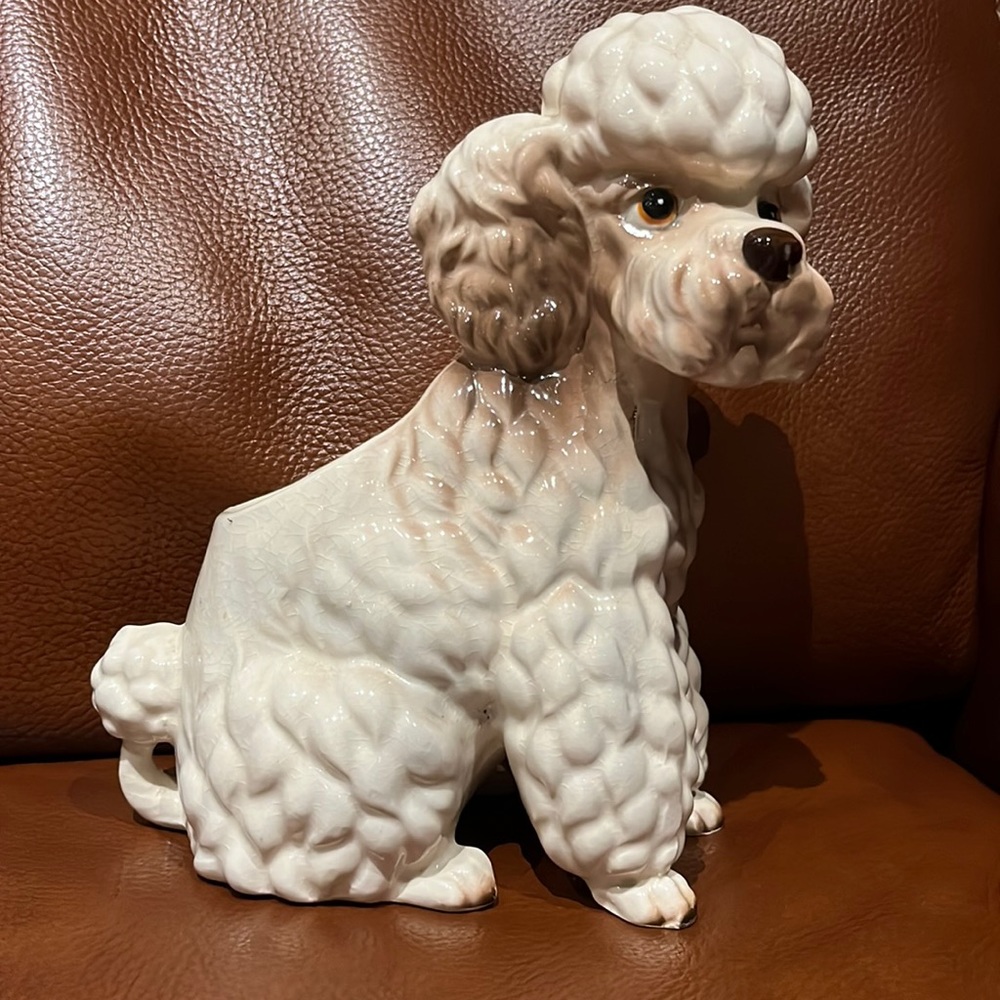 Relpo Vintage Japan 8” Ceramic Poodle Dog Planter